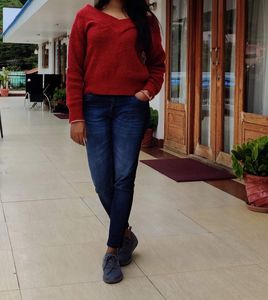 Red Off-Shoulder Sweater