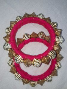 Pink Beaded Bangles