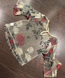 Sheer Floral Embroidered Top