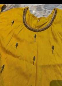 Yellow Embroidered Kurta with Bell Sleeves
