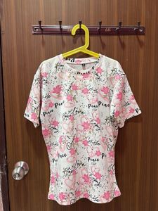 Cute Pink Floral Print Pajama Set