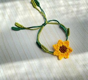 Handmade Crochet Sunflower Bracelets