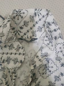 Elegant White &amp; Black Printed Kurta