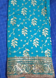 Grand Look Georgette Designer gold print saree