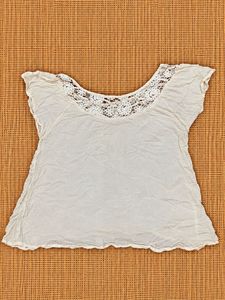 Forever 21 Boho Lace Trim Off-White Top