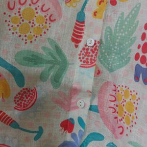 Vibrant Floral Print Button-Up Top