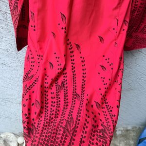 Vibrant Red Printed Kurta