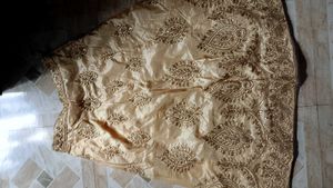 Elegant Gold Embroidered Lehenga Skirt