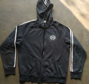 Striped Sleeve Zip-Up Hoodie