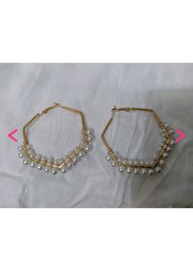 Pulse Golden Fancy Hexagonal Earrings