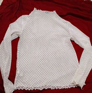 Sheer White Mock Neck Top