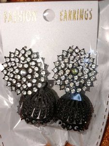 Elegant Black Jhumka Earrings