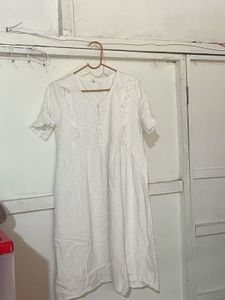 White Ruffled Midi Dress