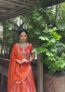 Stunning Red &amp; Gold Embellished Lehenga Choli
