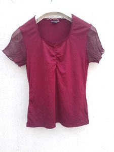 Maroon Sheer Sleeve Top