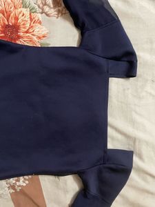 Navy Blue Square Neck Top with 'Love' Detail