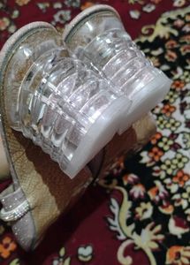 Sparkling Heeled Mules with Rhinestone Bow