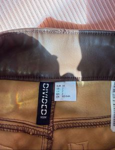 Brown Faux Leather Mini Skirt