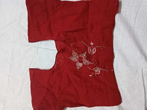 Elegant Red Embroidered Saree