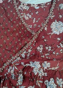 Maroon Floral Kurta dupatta set