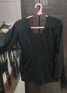 Sparkly Fringe Sleeve Romper
