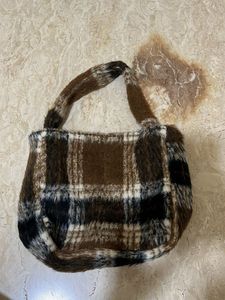 Cozy Plaid Fuzzy Handbag