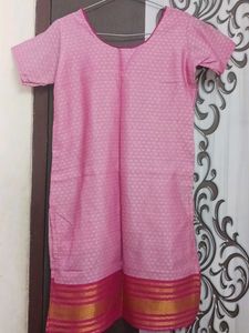 Pink Silk suit with Gold Border
