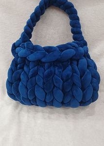 Authentic Chunky Knit Navy Blue Hobo Bag