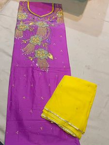 Hand Work Suit Contrast Yellow Bottom