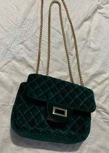 Emerald Green Velvet Shoulder Bag