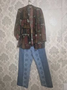 Unique Printed Jacket and Pants Set