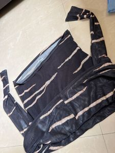 Sheer Zebra Print Off-Shoulder Top
