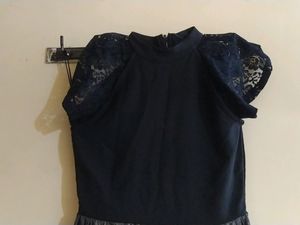 Party Wear Gown Of' S' Size Available.... Basically It's Neck Is Halter Neck ....If Any One Don't Want Sleeves Can Remove It ...On Removal It Looks Like Halter Neck ....