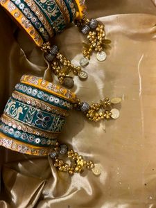 Embellished Silk Bangles with Charms