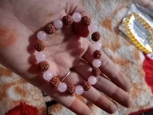 Rudraksha &amp; Rose Quartz Bracelet