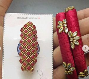 Beautiful Bangles With Saree Pin