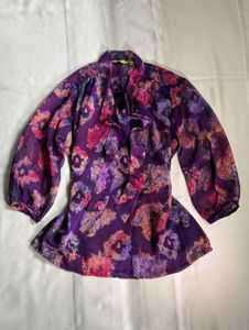 Bohemian Floral Print Sheer Blouse
