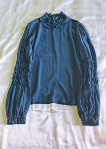 Chic Puff Sleeve Mock Neck Top