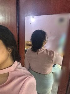 peach bell sleeved crop top