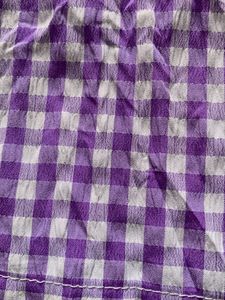 Cute Purple Gingham Puff Sleeve Top