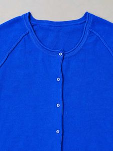 Vibrant Blue Button-Up Cardigan