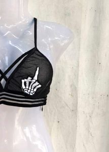 Sheer Skeleton Hand Bralette