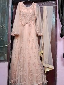 Elegant Peach Embroidered Anarkali