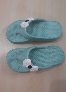 Cute Blue Flip-Flops with Bow