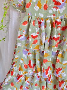 Floral Tiered Puff Sleeve Dress