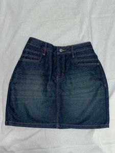 Classic Blue Washed Denim Mini Skirt