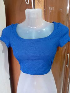 Royal Blue Ribbed Crop Top