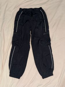 Black Cargo Pants with White Stripe