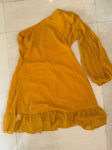Chic Yellow Swiss Dot Dress
