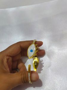 Evil Eye 👁️ Handcuffs Yellow Golden Colour With Ad Stone